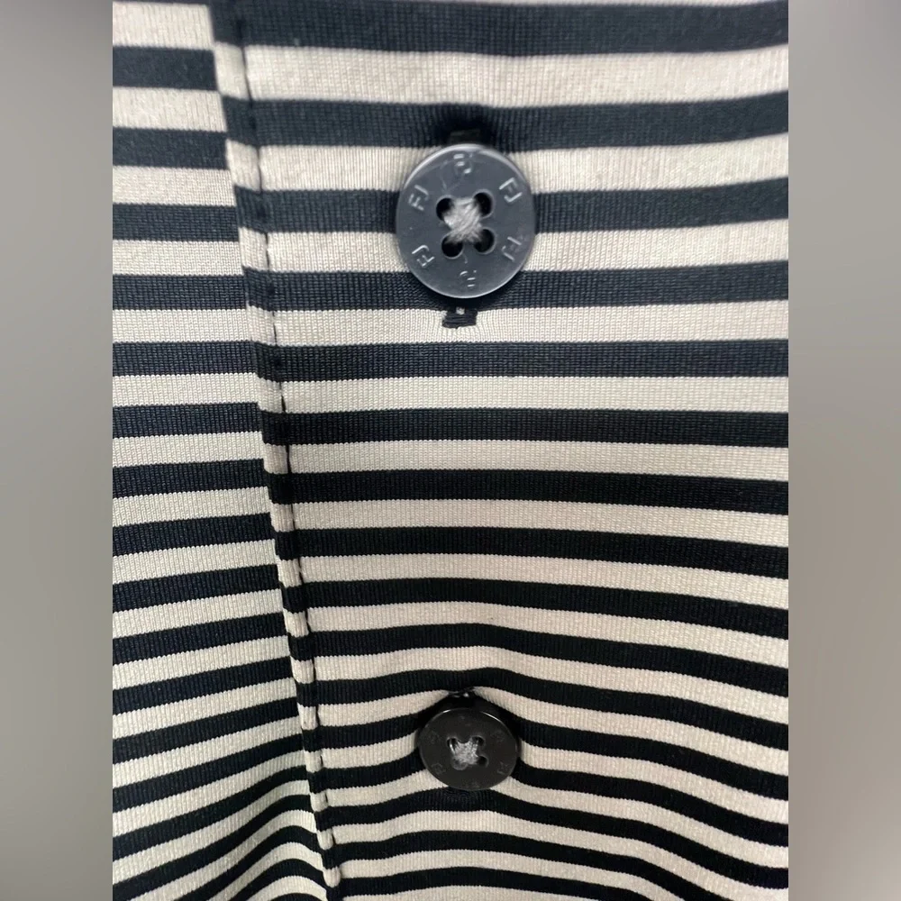 Foot Joy- Performance Polo-Black and Cream‎ Striped Men's Shirt,Size:Large